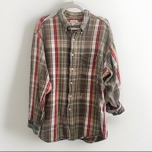 J. Crew Vintage Men's Plaid Button-Down Shirt in Olive, Red & Cream
